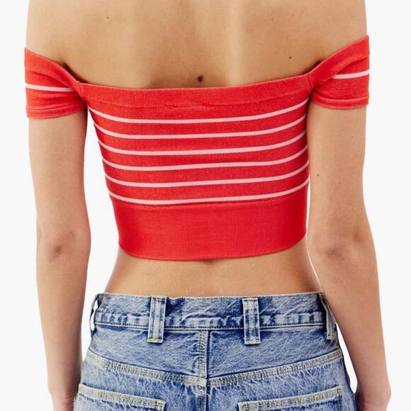 BDG Urban Outfitters Crop Top Striped Off the Shoulder XL, NWT - Picture 2 of 2